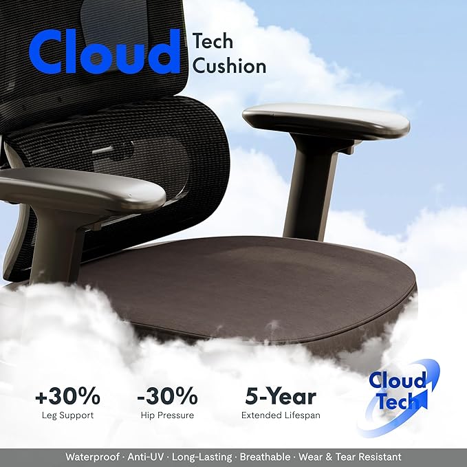 FLEXISPOT ErgoX Premium Ergonomic Office Chair with Footrest- Adjustable 3D Armrests, Dynamic Lumbar Support, Recline & Tilt Function, Mesh Seat, for Home & Office Use,Light Grey Foam
