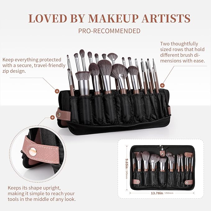 DUcare 22Pcs PRO Grade Makeup Brushes Professional with Bag 22Pcs Makeup Brush Set Premium Synthetic Kabuki Foundation Blending Brush Face Powder Blush Concealers Eye Shadows with Case