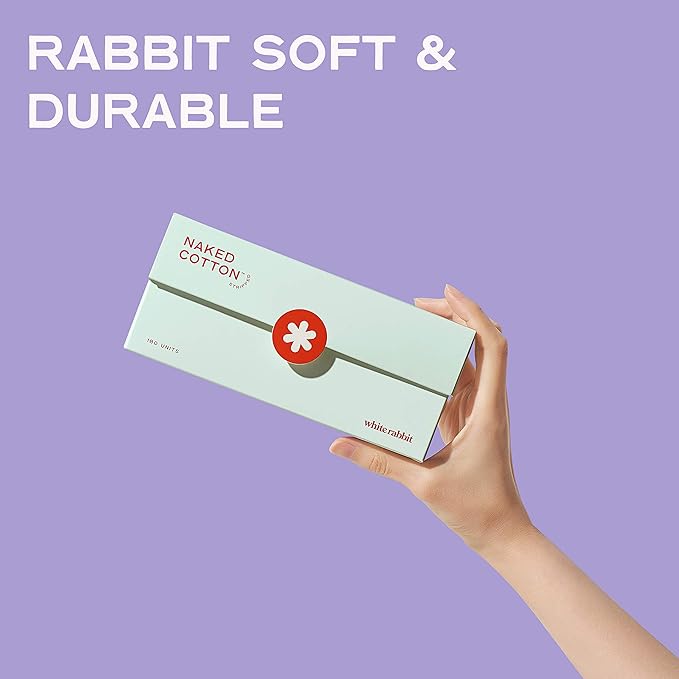 White Rabbit – Naked Cotton Stripped – 100% Unbleached Cotton Sheets for DIY Face Masks | Soak in Toner, Serum & Essence | Lint-Free, Natural & Cruelty-Free | Korean Skin Care Product (180 Count)