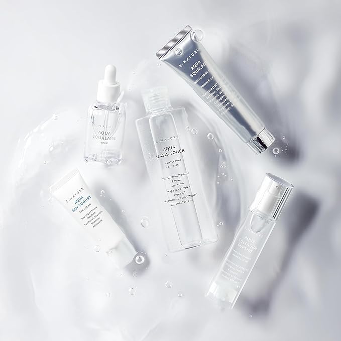 S.nature Hydrating Set, 3 Steps to Refined Pores, Lasting Hydration, Aqua Oasis Toner 300ml, Squalane Serum 50ml, Squalane Cream 60ml