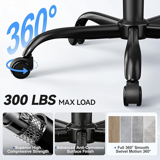 Ergonomic Office Chair, Mesh Desk Chair with Lumbar Support, High Back Home Office Chair with Adjustable Headrest and Flip-Up Arms, Comfortable Computer Chair, Thick Cushion,Black-4 Pack