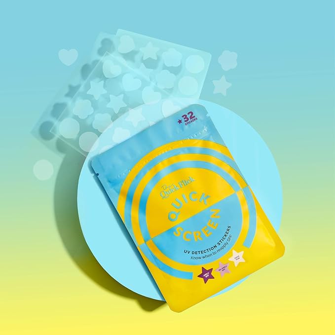 Precise UV Detection Sticker for Sunscreen – Know When to Reapply Sunscreen & Prevent Sunburn – UV Stickers for Adults and Kids – Water Resistant and Works with All Sunscreens – 32 Stickers