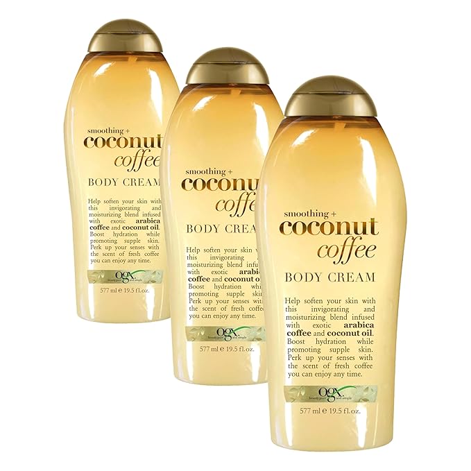 OGX Smoothing + Coconut Coffee Body Cream 19.5 oz (Pack of 3)