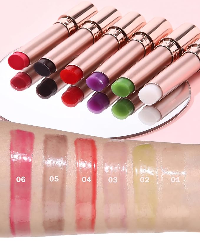 Hydrating Tinted Lip Blam, Natural Sheer Berry Nude Lipstick Moisturizing Lipgloss, Long Lasting Waterproof Lip Balm Stain Non-Stick Liptint Oil Stain Glossy Lipcolor Finish for Dry Cracked Lips-03