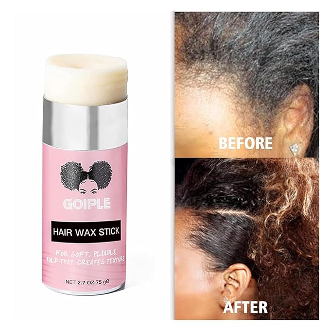 Goiple Wax Stick for Hair, Hair Pomade Stick Long-Lasting Styling Wax Stick, Hair Wax Stick Smoothing & Slick Stick for Hair Wigs, Styling Waxes for Fly Away & Edge Frizz Hair (2.7 oz)