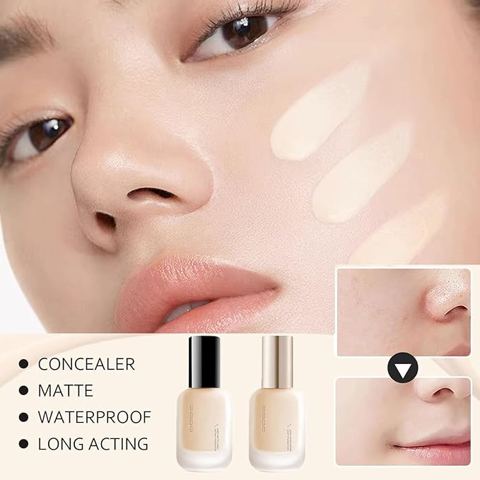 Liquid Foundation, Moisturizing Light Foundation, Matte Long-Lasting Cushion Concealer, Gauze Beauty LiquidFoundation (Matte 03 Natural)