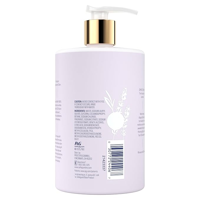 Safeguard Liquid Hand Soap, Skin Zen, Washes Away 99% Bacteria, Made with Natural Moisturizers & 2X Skin Conditioners, Safeguarding Families, PH Balanced Formula, Lavender & Sandalwood Scent, 16 oz