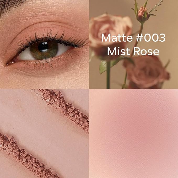 KYDA Rose Matte Eyeshadow Single, Rosy Brown Matte Eyeshadow Compact, Ultra-fine Lightweight, Crease-proof High Pigmented Formula, Warm Korean Mini Eyes Makeup, Mist Rose