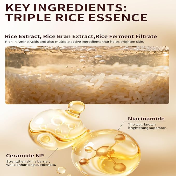 Glow White Rice Toner - Milky Rice Water Hydrating Facial Toner, Brightening Skin Care Toner with Rice Bran & Ceramide, Gentle for All Skin Types (200ml)
