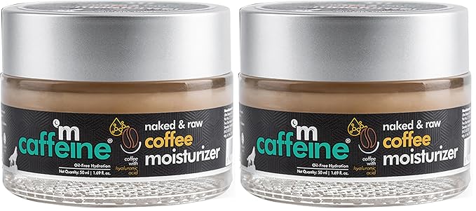mCaffeine Naked and Raw Coffee Moisturizer - 48-Hour Face Cream Controls Excess Oil - Gel-Based Lotion Instant Moisture - Hyaluronic Acid - 1.69 oz (Pack of 2)