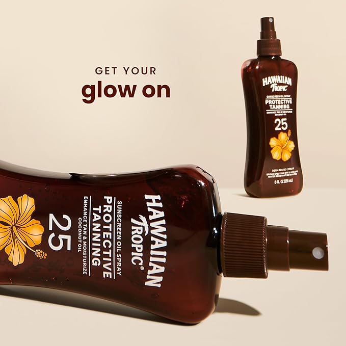 Hawaiian Tropic Protective Tanning Oil Spray Sunscreen SPF 25, 8 Fl Oz
