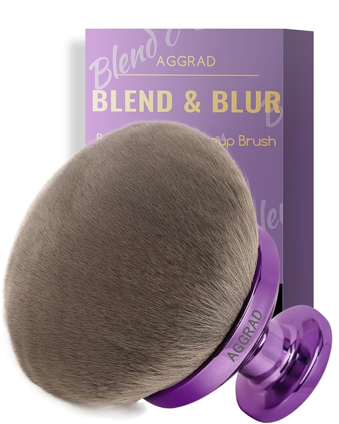 Upgraded Blend & Blur Body Makeup Brush for Self Tanner Tanning Lotion Sunscreen Applicator for Back Leg Makeup, Kabuki Foundation Brush for Liquid Beauty Supreme Cream Bronzer Brush for Face, Violet