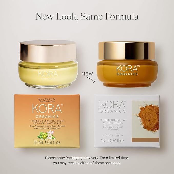 KORA Organics Turmeric Glow Moisturizer, Hydrate, Soften and Plump Skin, Certified Organic, Cruelty Free, Perfect Travel Size, 0.51 fl oz