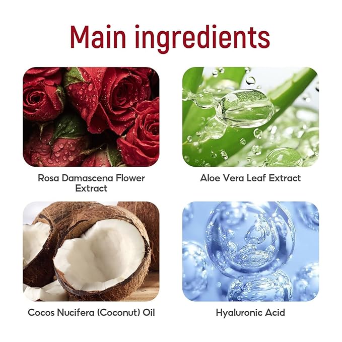 Rose Facial Moisturizing Mist, Hydrating & Firming Face Spray with Aloe Vera for All Skin Types, Facial Toner Locks in Moisture, Improve Dullness Smooths Wrinkles Fine Lines, Sets Makeup