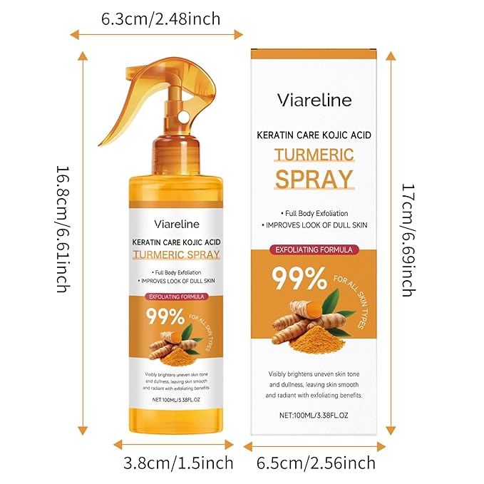Peel Shot Keratin Care Kojic Acid Turmeric Spray, Turmeric Exfoliating Peeling Spray, Peel Shot Turmeric Spray for Face and Body, Exfoliate and Shine, Suitable for All Skin Types