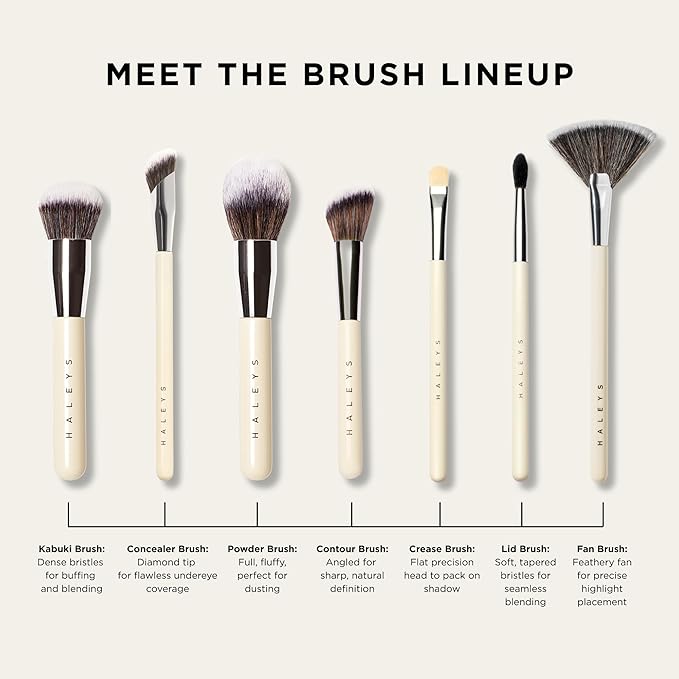 HALEYS Beauty Crease Eyeshadow Makeup Brush, Medium Fluffy Tapered Blending Brush for Eye Shadow & Highlighter Make Up, Seamless Application for Cream & Powder, Vegan & Cruelty Free