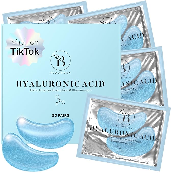 Hyaluronic Acid Under Eye Patches (30 Pairs) - For Dark Circles & Puffiness - Hydrating Eye Mask for Care