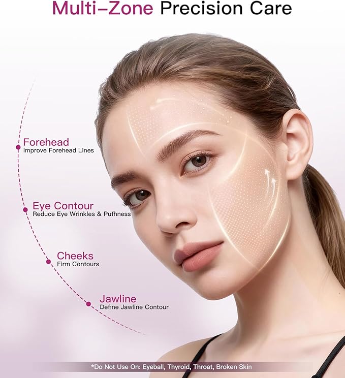 Microcurrent Facial Device, Face Sculpting Tool for Instant Lift & Contour, 6-Point Skin Tightener for Eye Puffiness, Forehead Lines & Jawline, Anti-Aging Face Massager Kit