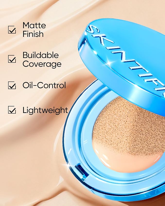 Velvet Matte Cushion Foundation Blue #03G Golden Almond| Full Coverage,12H Oil Control,Ideal for Oily & Combination Skin,Waterproof,Long-Lasting, Lightweight, Hydrating,Transfer-Proof