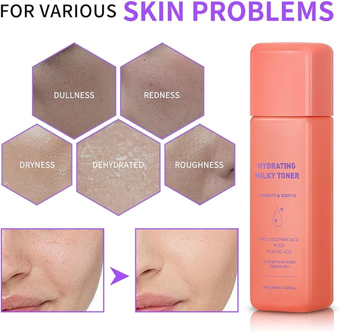 Milky Toner for Face - Hydrating & Soothing Facial Toner with Dewy Finish, Skin Barrier Support Formula for All Skin Types, Non-Sticky Makeup Prep 3.38 fl oz/100ml (1)