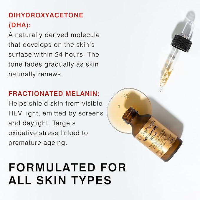 Dr Sebagh Self-Tanning Drops (0.68 fl oz) - Customizable Self Tanner Drops for Face - Streak-Free, Scent-Free Face Tan Drops - Natural Golden Glow Sunless Tanning Drops for Radiant Skin