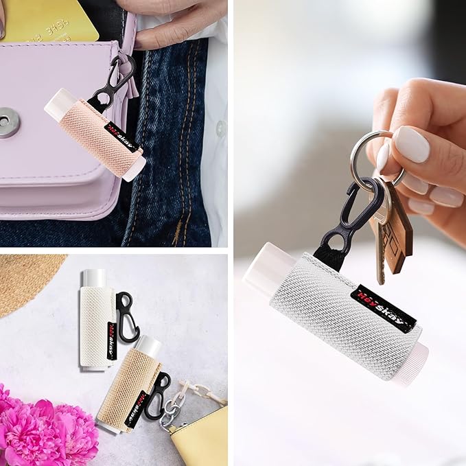 HEYSKAY 3PCS Lip Balm Holder Sleeves Keychain Lipstick Sleeves Lip Gloss Holder Keychain Chapstick Elastic Sleeves(Blackx3)