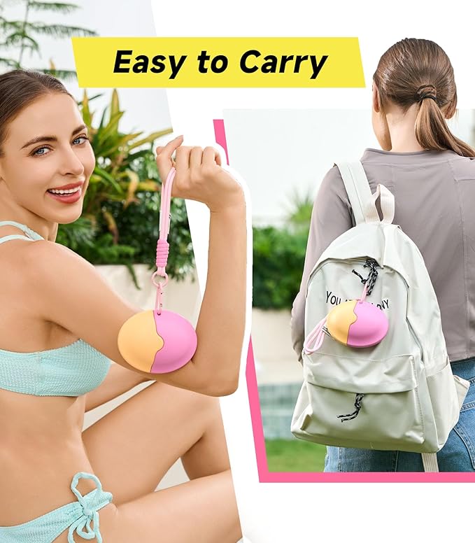 Sunscreen Applicator,Roll-On Sunscreen Applicator for Kids & Adults-Easy Apply Sun Screen Roller Applicator for Mess-Free Sun Protection,Portable Perfect Size for Travel Outdoors(Yellow&Pink)