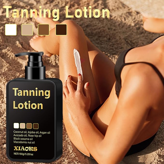 Natural Self-Tanning Lotion,Streak-Free Sunscreen with Coconut Oil and Argan Oil,Quick Absorption, No Orange Tint, Suitable for Face and Body - 5.29 fl oz