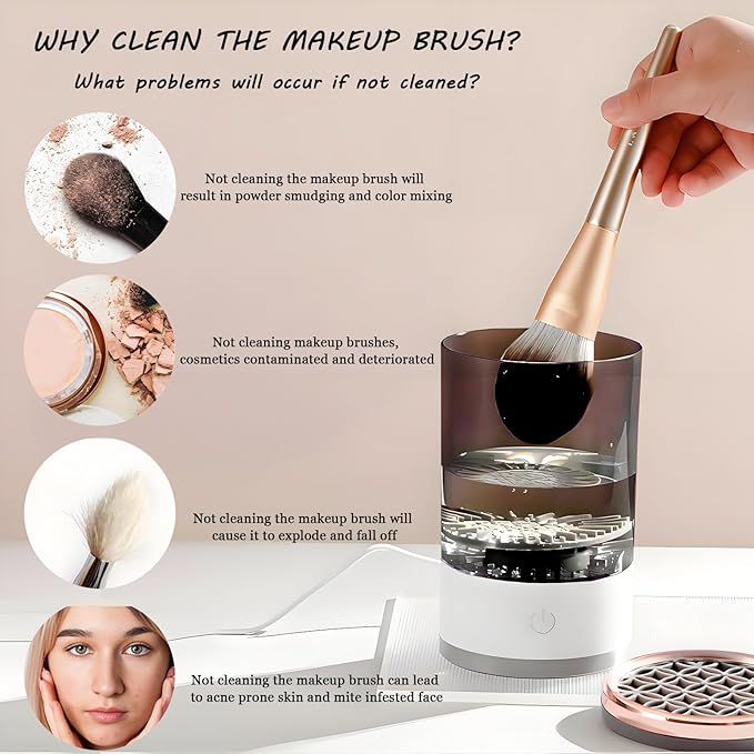 Electric Makeup Brush Cleaner Machine,Rechargeable Electric Cleaning,Automatic Quick and Efficient,for Deep Cleaning Of All Types Of Brushes,Suitable for Makeup Enthusiasts(Black)