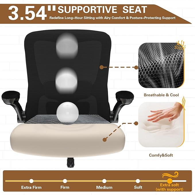 Ergonomic Office Chair - High Back Desk Chair with Adjustable Lumbar Support, Breathable Mesh Back, 330LBS Capacity, Easy Assembly, for Home Office Executive Computer Task