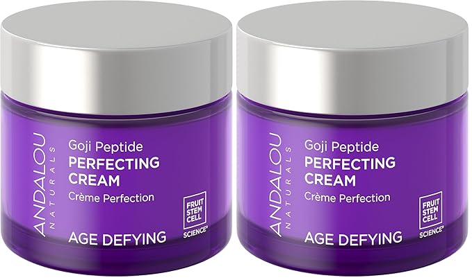 Andalou Naturals Goji Peptide Perfecting Cream-Age Defying Face Moisturizer with Resveratrol, CoQ10 - Supports Skin Collagen and Elastin, Improves Appearanceof Wrinkles & Signsof Aging (Pack of 2)