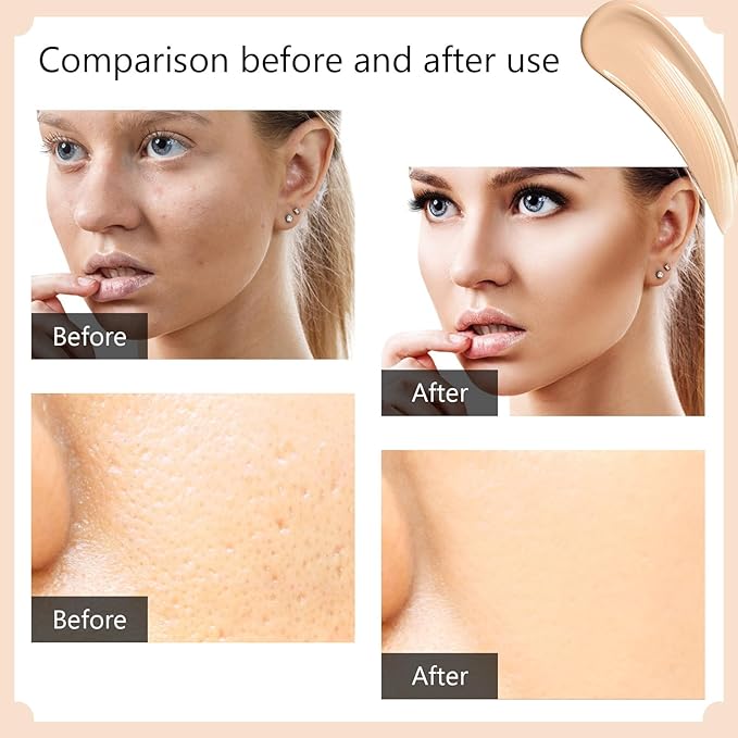 Korean Cc Cream Self Adjusting for Mature Skin, Cc Cream Tinted Moisturizer with Spf 50 Full Coverage, Organic Cc Cream Sunscreen Foundation and Concealer for Face and Body Color Correcting (1PCS)