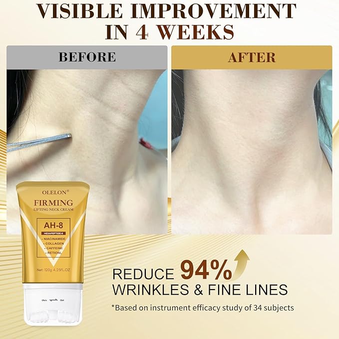 [2026 Upgrade] AH8 Firming Neck Cream with Roller - Tightening & Lifting Cream for Sagging Skin, 8-HA Clockwise Neck Cream for Face & Body Skin Tightening Cream with Massage Roller