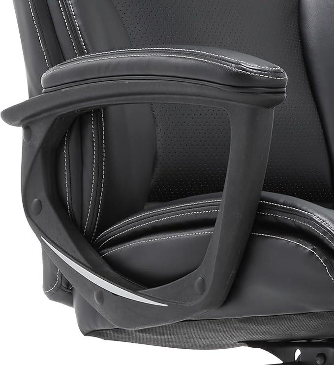 Serta Connor Executive Office Chair, Ergonomic Computer Chair with Layered Body Pillows, Contoured Lumbar, Adjustable Seat Height, Bonded Leather, Black