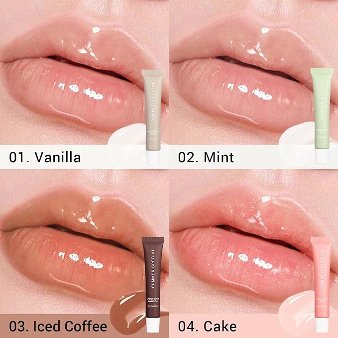 Lip Butter Balm Kit – Hydrating & Nourishing Tinted Lip Balm with Shea Butter & Avocado Oil – Lightweight, Non-Sticky, Glossy Lip Care for Soft & Smooth Lips
