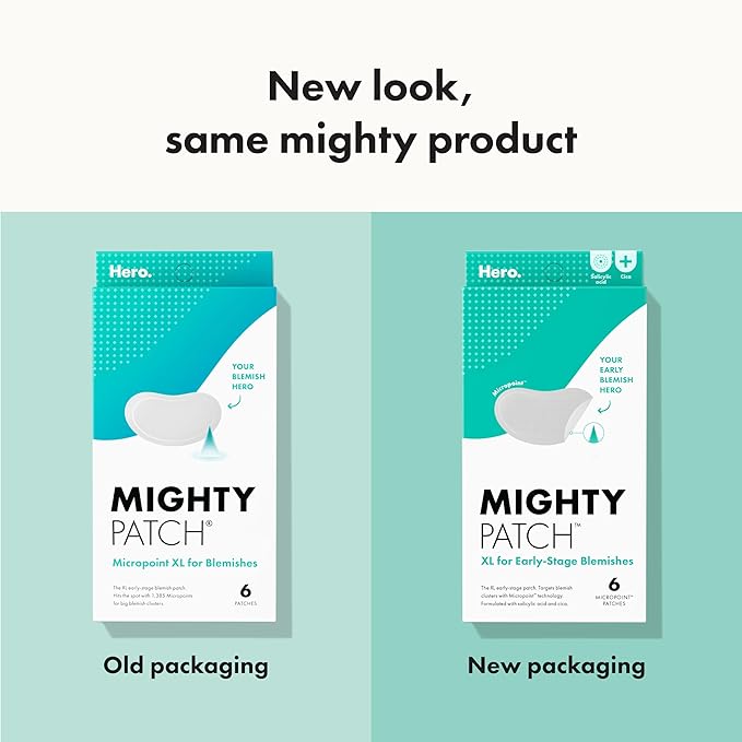 Mighty Patch Micropoint Large Hydrocolloid Pimple Patches for Face Blemishes from Hero Cosmetics, Acne Stickers for Early Stage Zits & Hidden Pimples, 1,385 Proprietary Micropoints, 6 Count