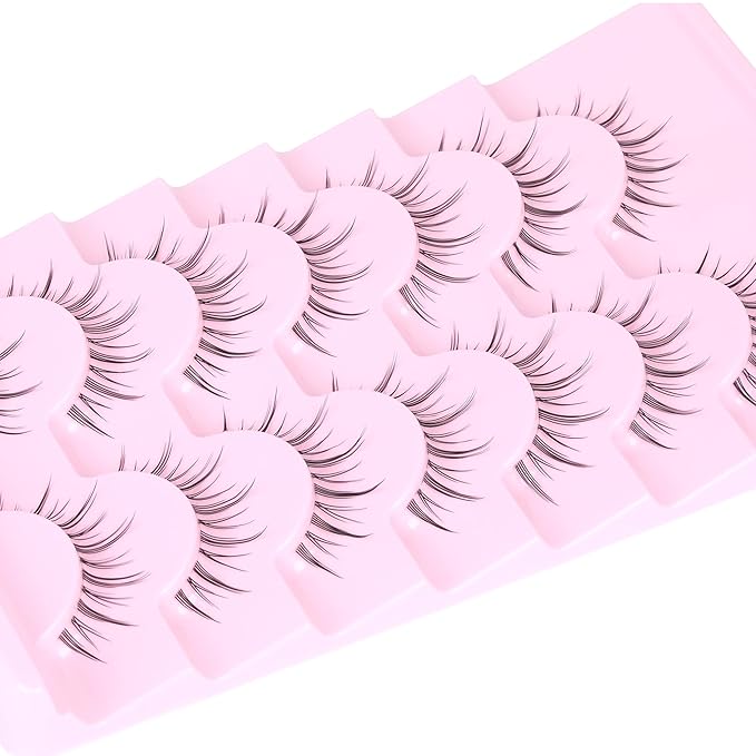 EYDEVRO Natural Look Anime Lashes with Clear Band - Moonlight - Ultra-thin Clear Band - Ideal for Various Occasions - Pair - Faux Mink - Adhesive Mount - Black