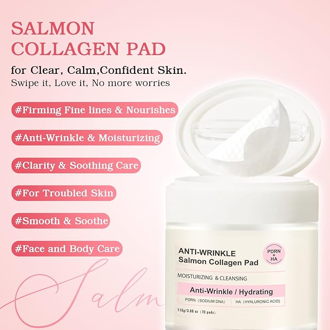 Collagen Toner Pads Pore Skincare, Exfoliating Pad for Anti-Wrinkle & Moisturizing, Exfoliating Face Toner Pads Fine Lines Firming– Gently Clears Impurities, Refines Pores & Smooths Skin Texture
