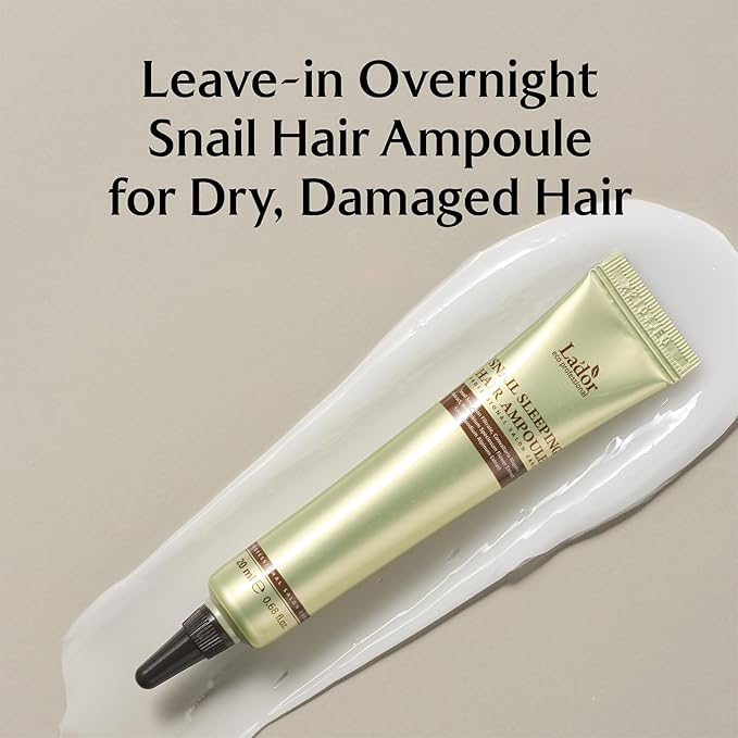 LADOR Snail Sleeping Hair Ampoule Serum - Intensive Overnight Leave-In Mask - Treatment for Frizzy Dry Damaged Thinning Hair Korean Haircare