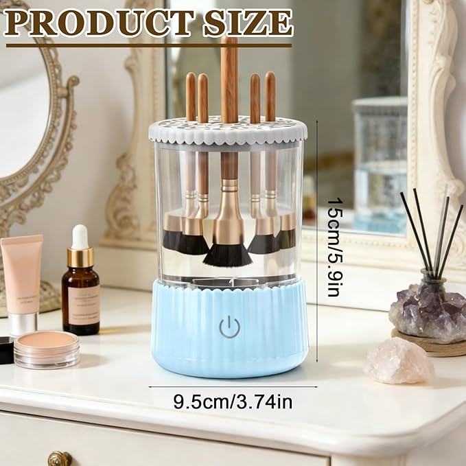 Electric Makeup Brush Cleaner Machine, 2026 New Automatic Spinning Make Up Brush Washer, Makeup Brushes Cleanser with blue ligh for All Size Beauty Makeup Brushes (Pink)
