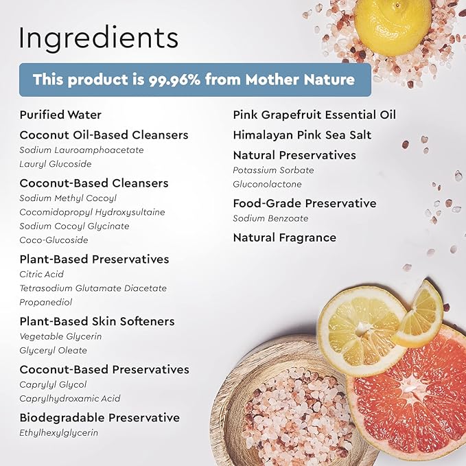 Puracy Body Wash - Natural Body Wash for Women, Men, Kids - Pure Plant Ingredients, Moisturizing Shower Gel, Body Soap for Dry Sensitive Skin, Gently Scented (Citrus Sea Salt, 12 oz/355 ml