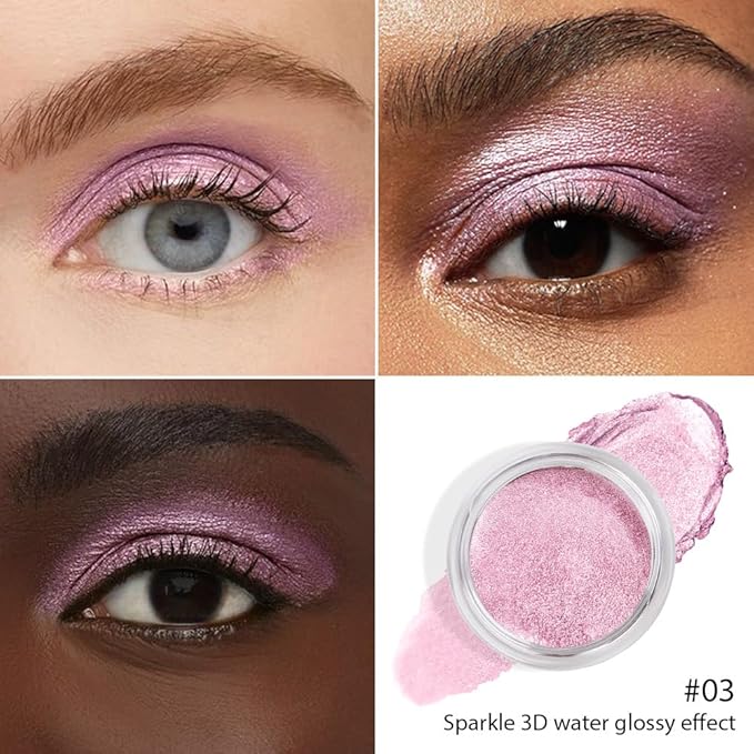 Pink Pearl Sheen Cream Shimmer Eyeshadow – Pink Glitter Eye Shadow Pot, Brightening High Pigment Shade, Waterproof Long-Lasting Crease-Proof Single Eyeshadow for Natural & Highlight Eye Makeup 3