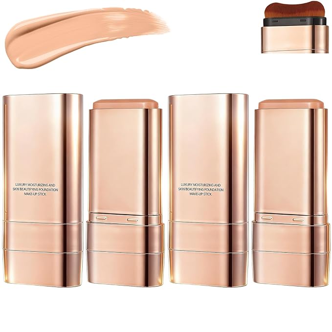 2Pcs Luminous Dual-Ended Concealer Foundation Stick,Foundation Stick Korean 3 in 1, Multi-use Double Head Foundations Make up Sticks,Lightweight,Brightens,Long-Lasting for All Skin Types (#02)