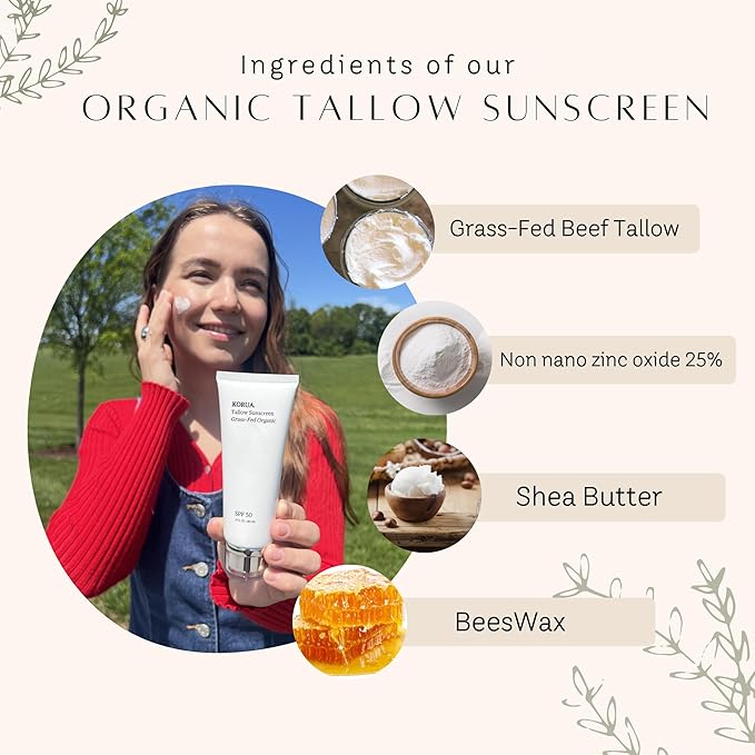 Grass Fed Tallow Sunscreen 80ML with Non Nano Zinc Oxide 25%