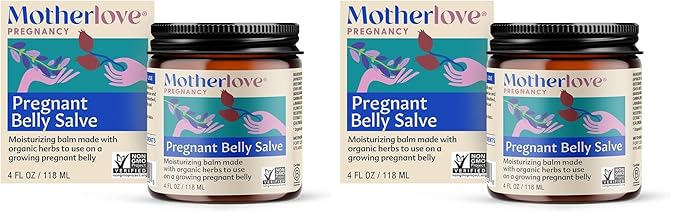 Motherlove Pregnant Belly Salve (4 oz) Moisturizing Balm to Use on Growing Belly—Non-GMO & Organic Herbs (Pack of 2)