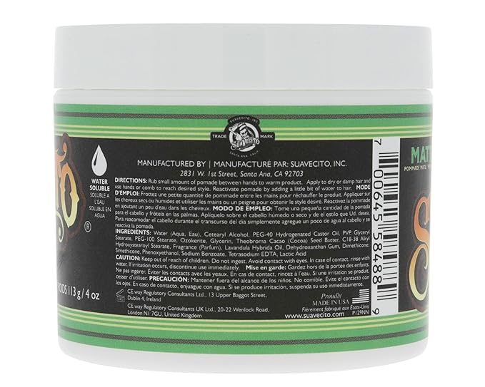 Suavecito Pomade Matte (Shine-Free) Formula 4 oz, 3 Pack - Medium Hold Hair Pomade For Men - Low Shine Matte Hair Paste For Natural Texture Hairstyles