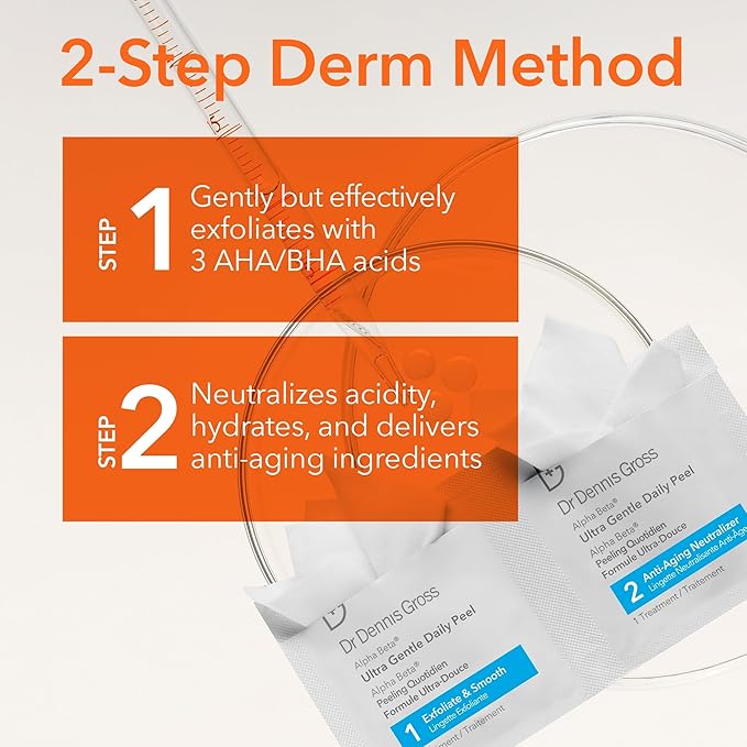 Dr. Dennis Gross Alpha Beta Ultra Gentle Daily Peel: for Dehydrated or Sensitive Skin, Uneven Tone or Texture, Fine Lines or Enlarged Pores (5 Treatments)