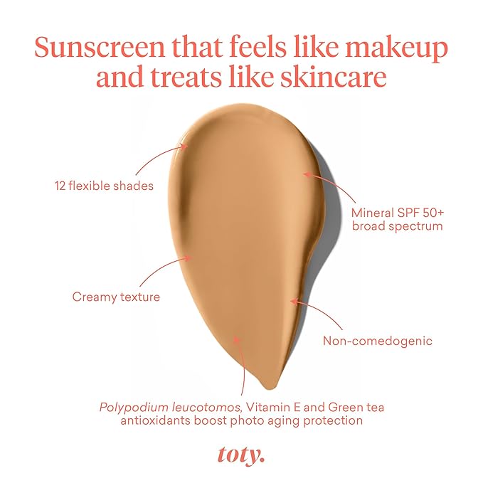 Toty by Sofia Vergara - lumina CC Cream SPF 50+, 100% Mineral Color Correcting Cream - Medium Coverage Foundation & Broad Spectrum Sunscreen for Face - Non Comedogenic - 4N SOFT TAN