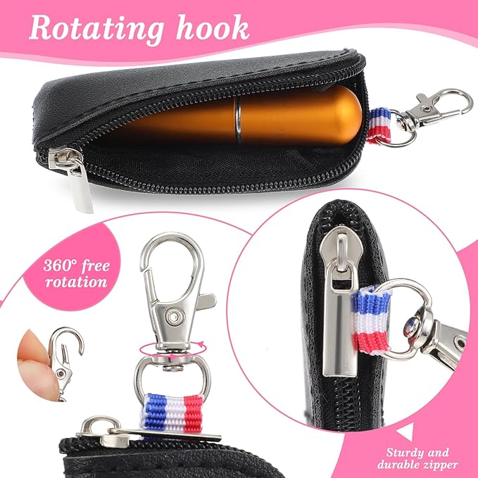 3 PCS Holder Lip Balm Sleeve Pouch with Hook, Portable Lipstick Case for Purse, Lip Gloss Keychain Holder, Mini Pouch Travel Accessories