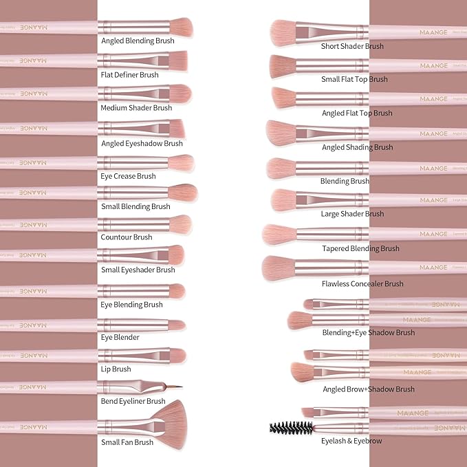 MAANGE 30Pcs Professional Makeup Brush Set with Case – Premium Synthetic Brushes for Foundation, Powder, Blush, Eyeshadow & Blending,Pink